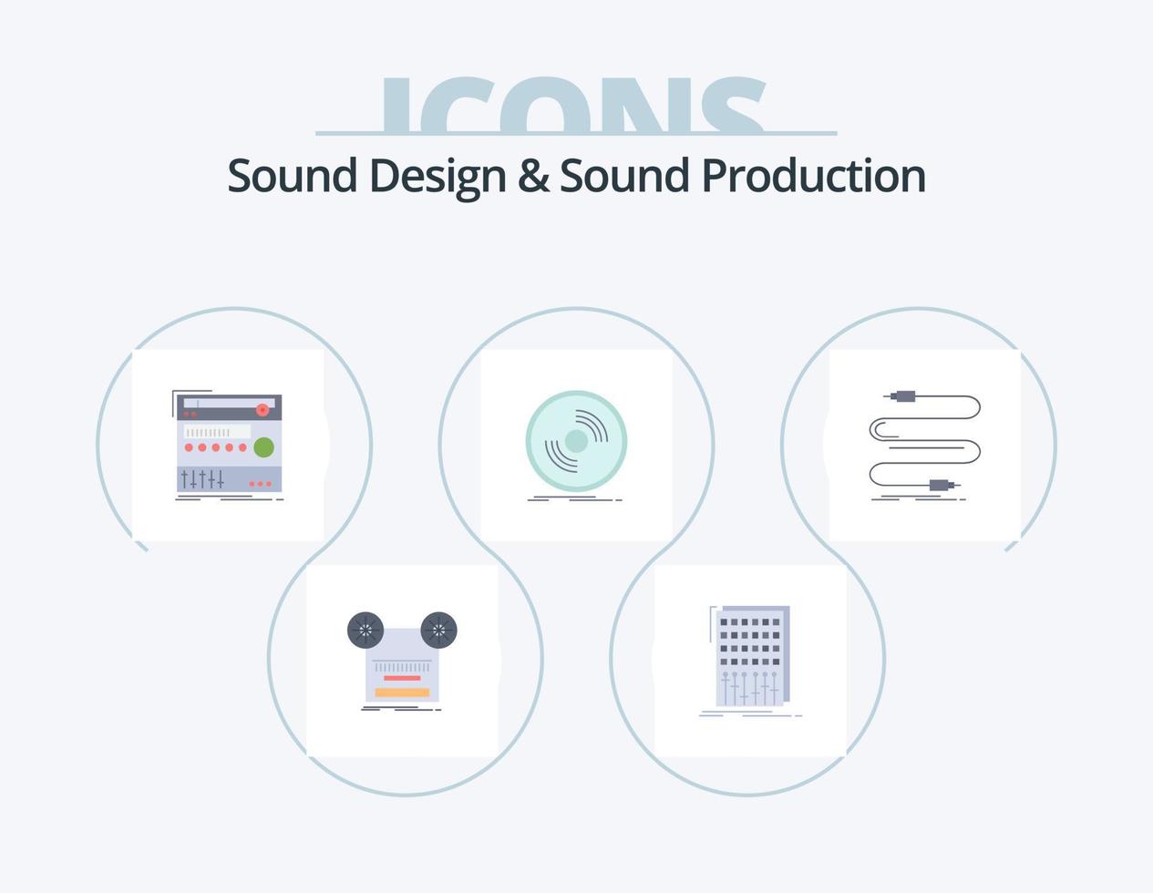 du son conception et du son production plat icône pack 5 icône conception. phonographe. disque. mixer. studio. module vecteur