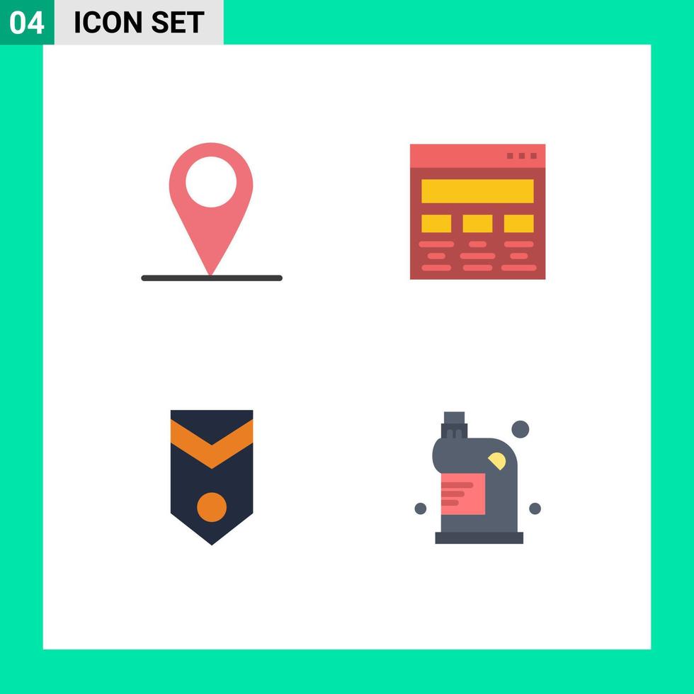 groupe de 4 moderne plat Icônes ensemble pour GPS militaire conception peindre rang modifiable vecteur conception éléments