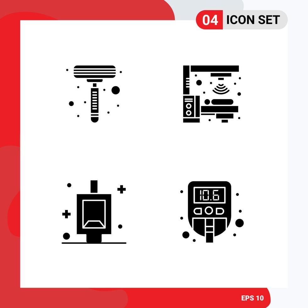 ensemble de 4 moderne ui Icônes symboles panneaux pour le rasoir pièce machine scanner médical modifiable vecteur conception éléments