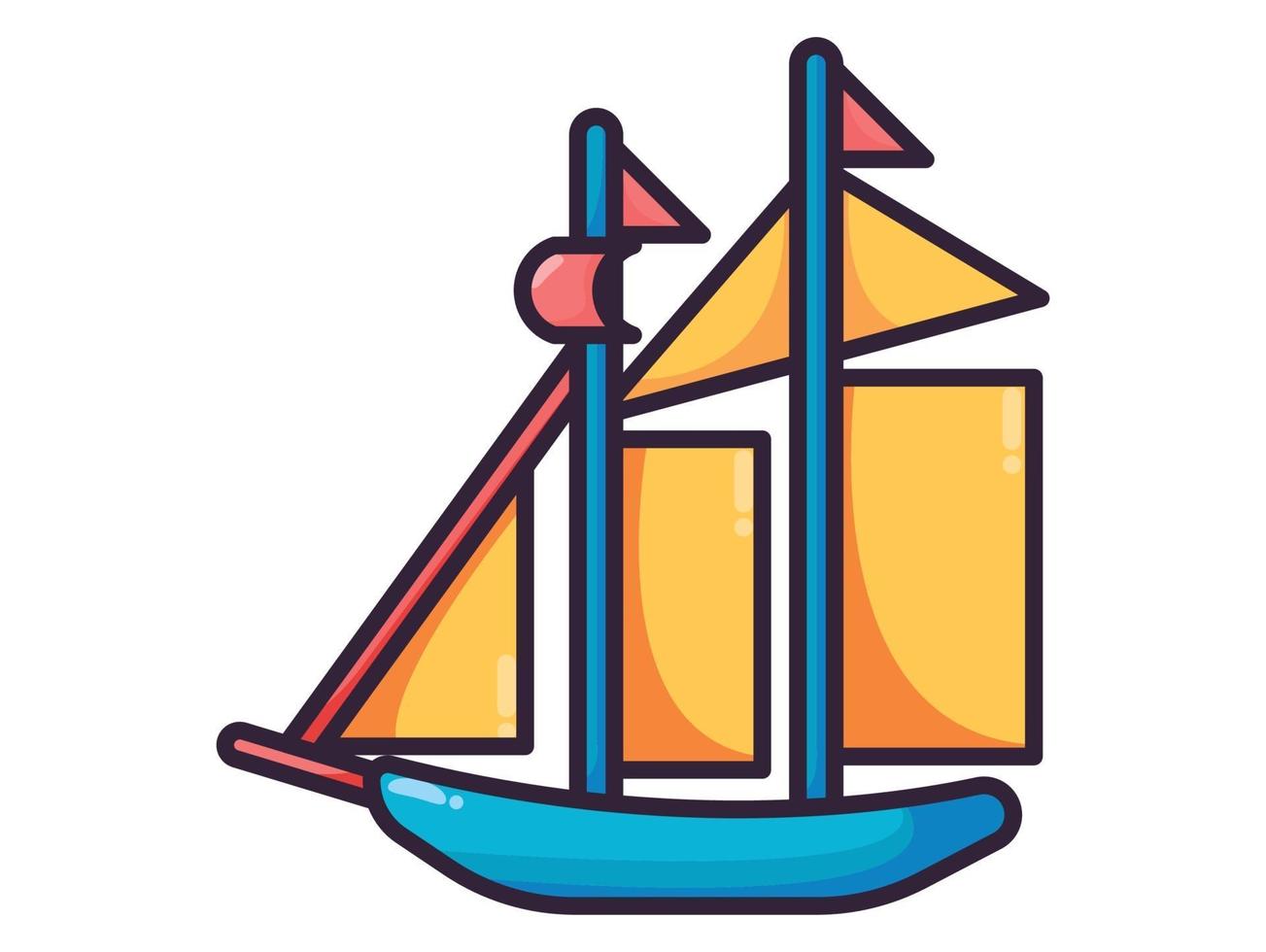 illustration de bateau à voile en couleur vecteur