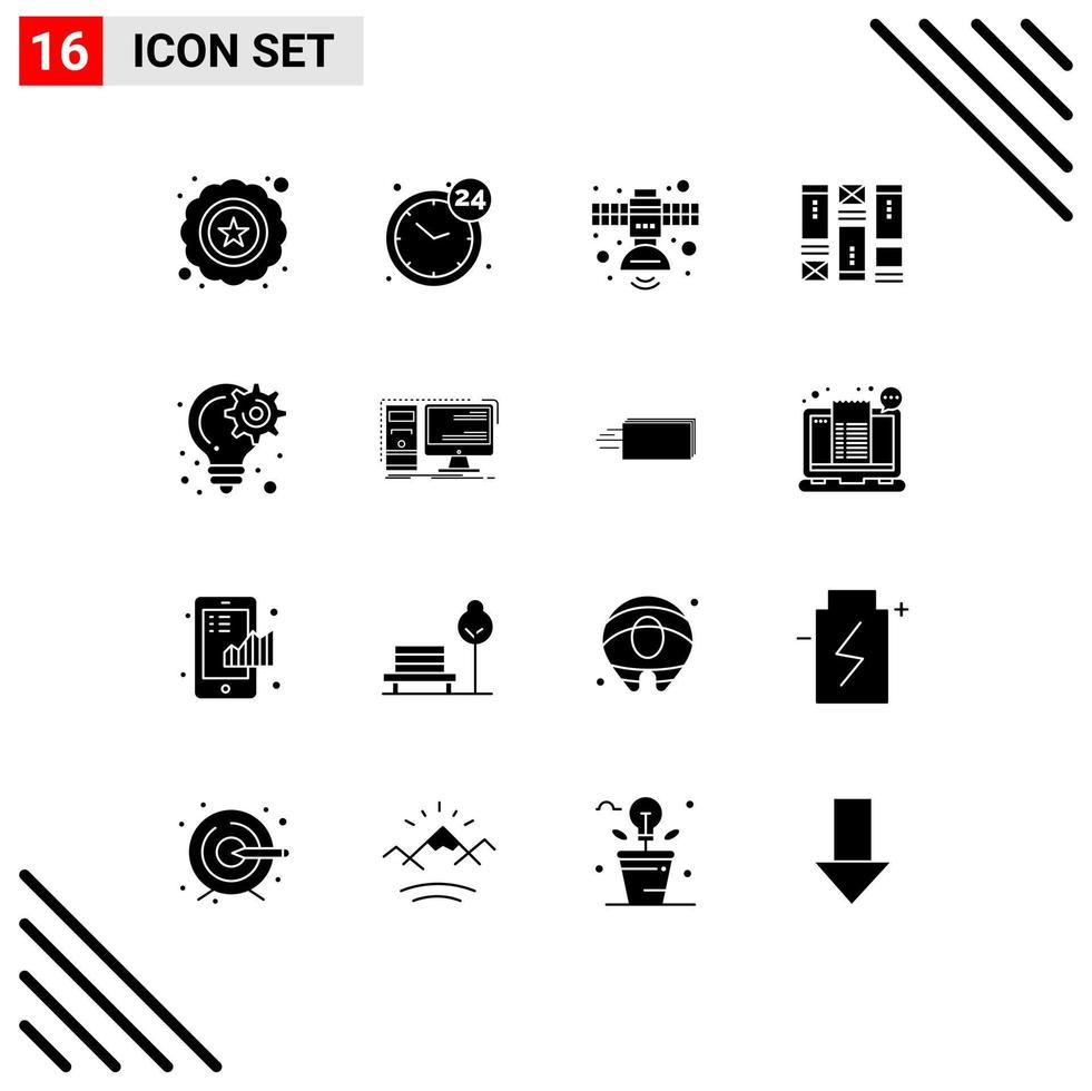 16 thématique vecteur solide glyphes et modifiable symboles de Créatif idée radio filaire filaire modifiable vecteur conception éléments