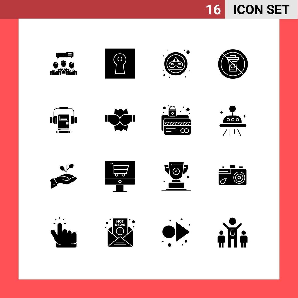 utilisateur interface pack de 16 de base solide glyphes de non régime sûr et doublon modifiable vecteur conception éléments