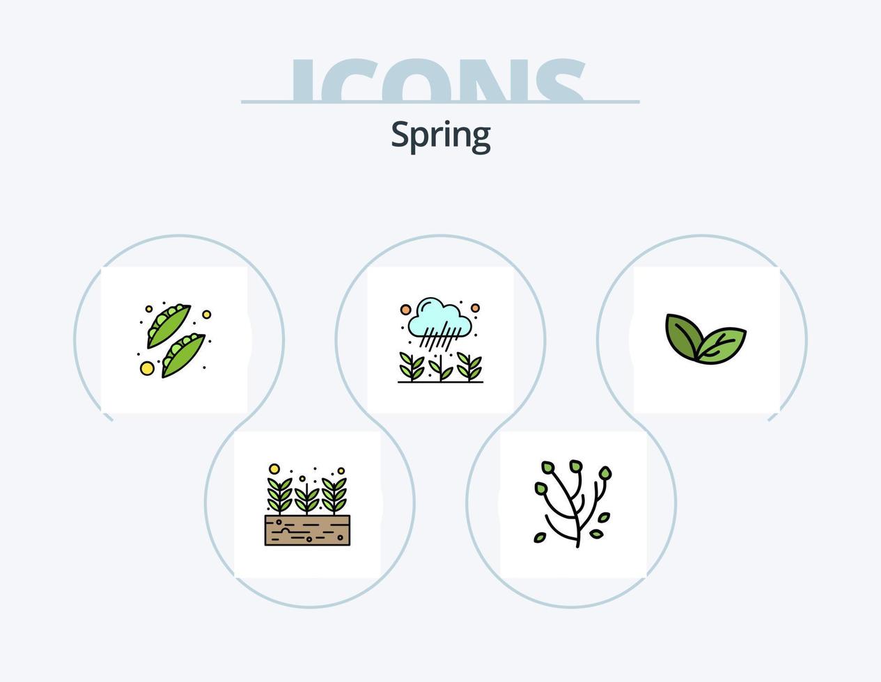 printemps ligne rempli icône pack 5 icône conception. cône. crème. jardin. la glace crème. Soleil vecteur