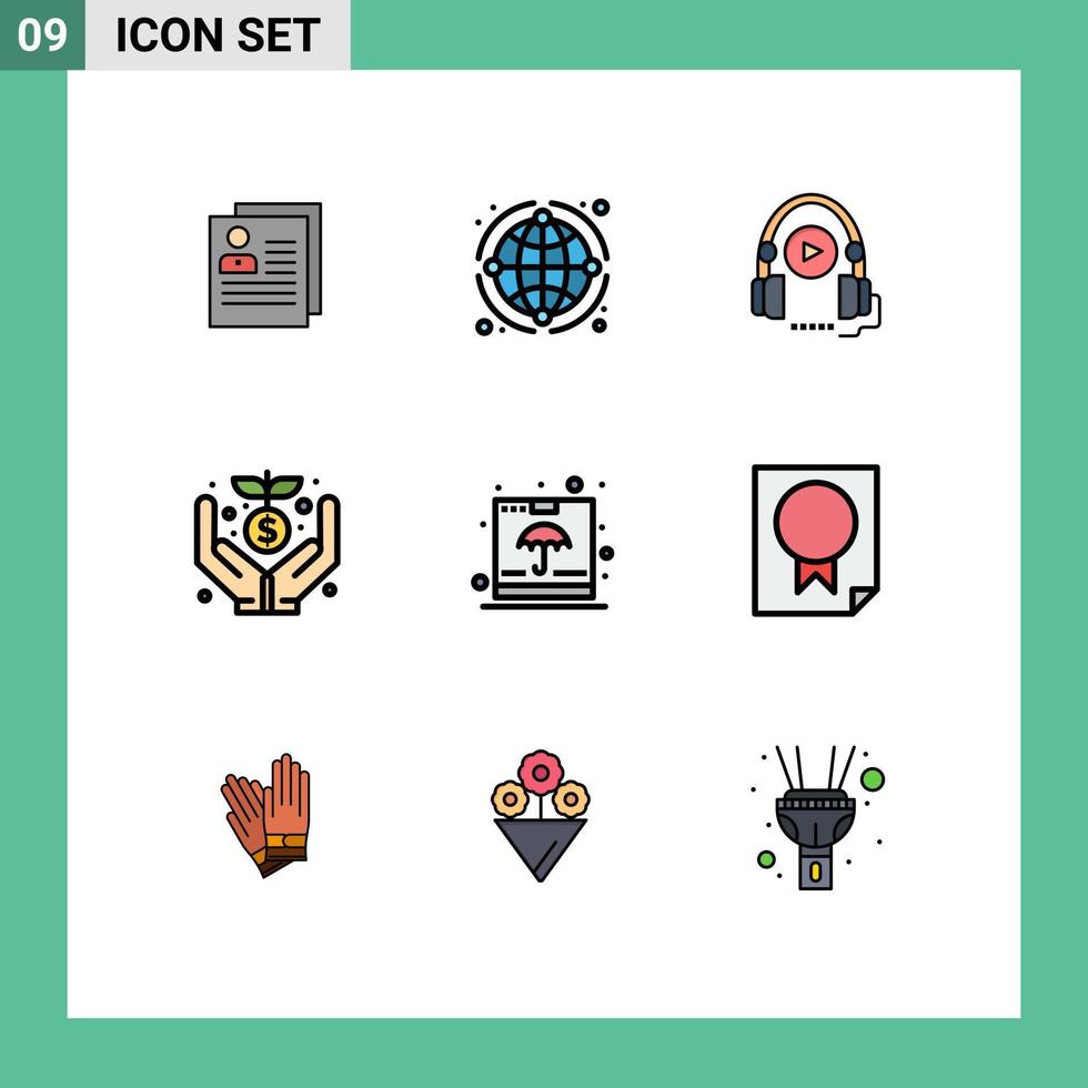 ensemble de 9 moderne ui Icônes symboles panneaux pour financement foule réseau éducation cours modifiable vecteur conception éléments
