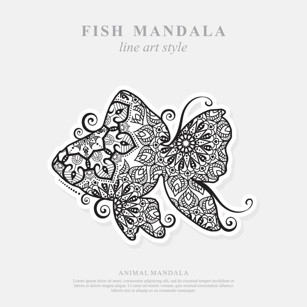 mandala de poisson. éléments décoratifs vintage. motif oriental, illustration vectorielle. vecteur