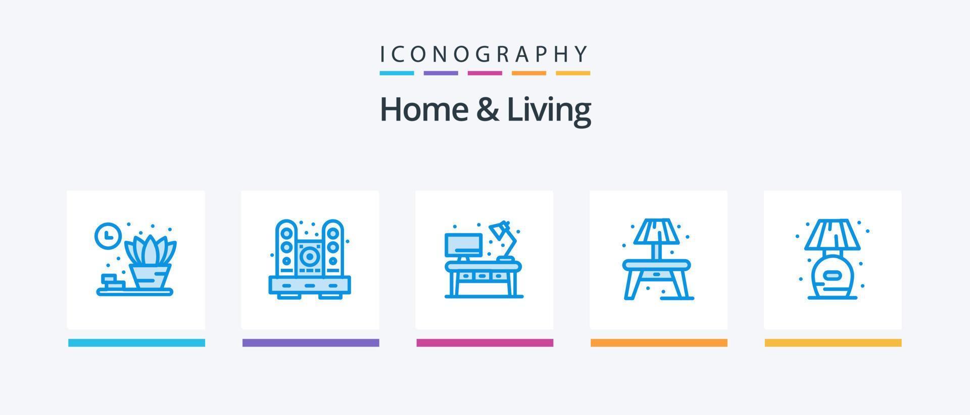 Accueil et vivant bleu 5 icône pack comprenant rester. maison. maison. grumeau. maison. Créatif Icônes conception vecteur