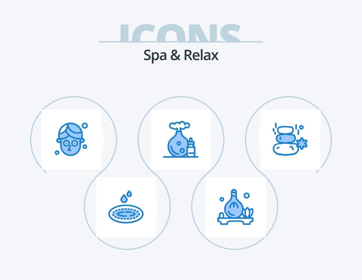 spa et se détendre bleu icône pack 5 icône conception. spa. naturel. concombre. spa. pétrole vecteur