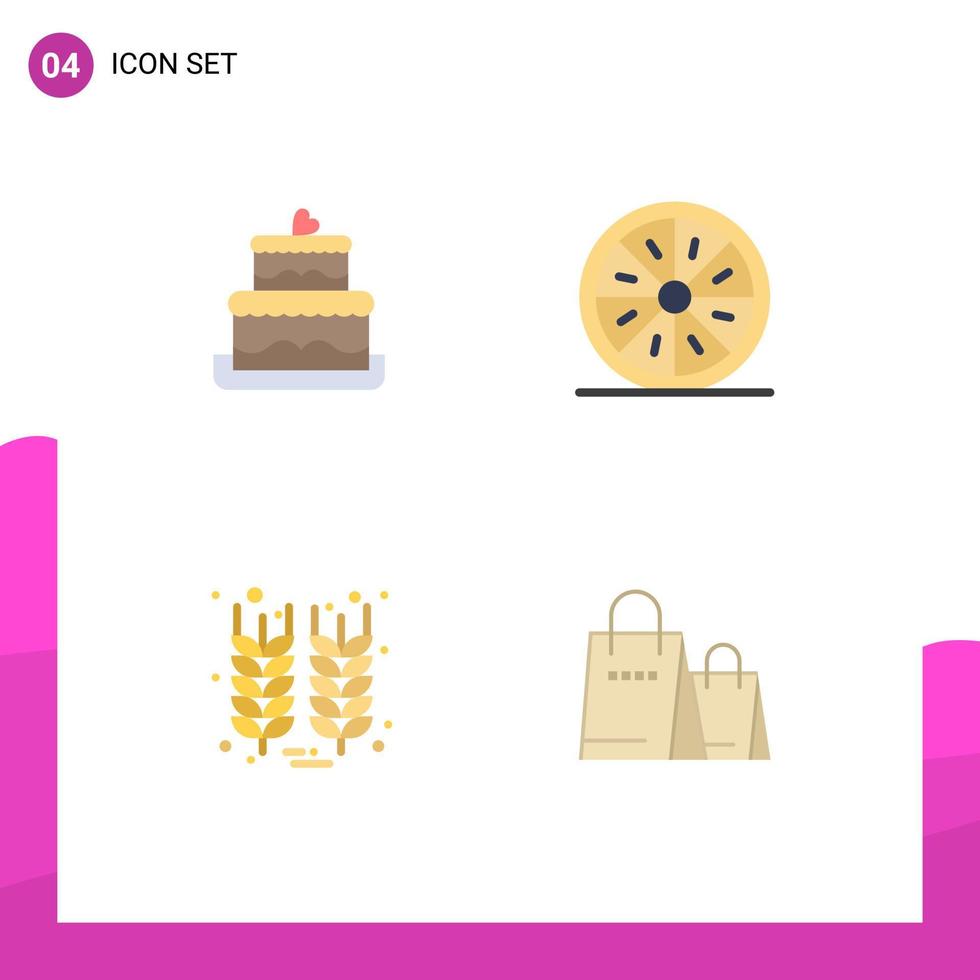 4 utilisateur interface plat icône pack de moderne panneaux et symboles de gâteau grain boisson Orange blé modifiable vecteur conception éléments
