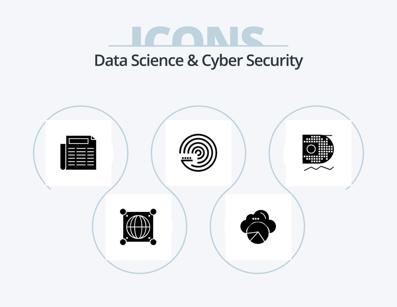 Les données science et cyber Sécurité glyphe icône pack 5 icône conception. Les données depuis. données. nouvelles. depuis. modèle vecteur