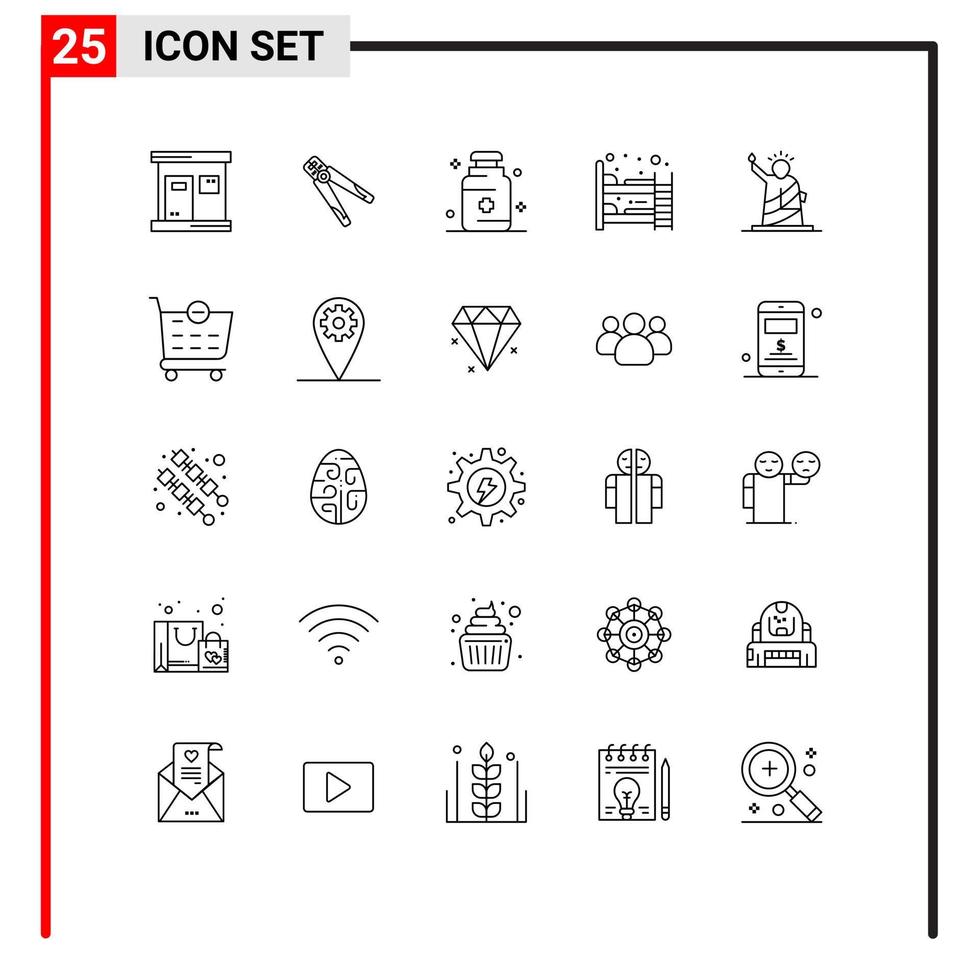 modifiable vecteur ligne pack de 25 Facile lignes de sommeil lit vaisselle outil bébé lit médical modifiable vecteur conception éléments
