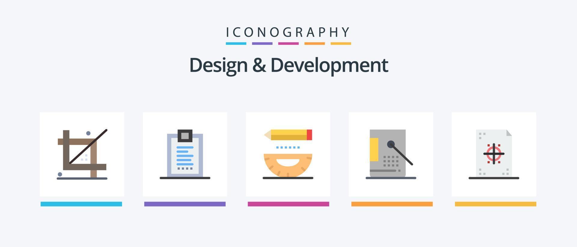 conception et développement plat 5 icône pack comprenant conception. seau. conception. crayon. conception. Créatif Icônes conception vecteur