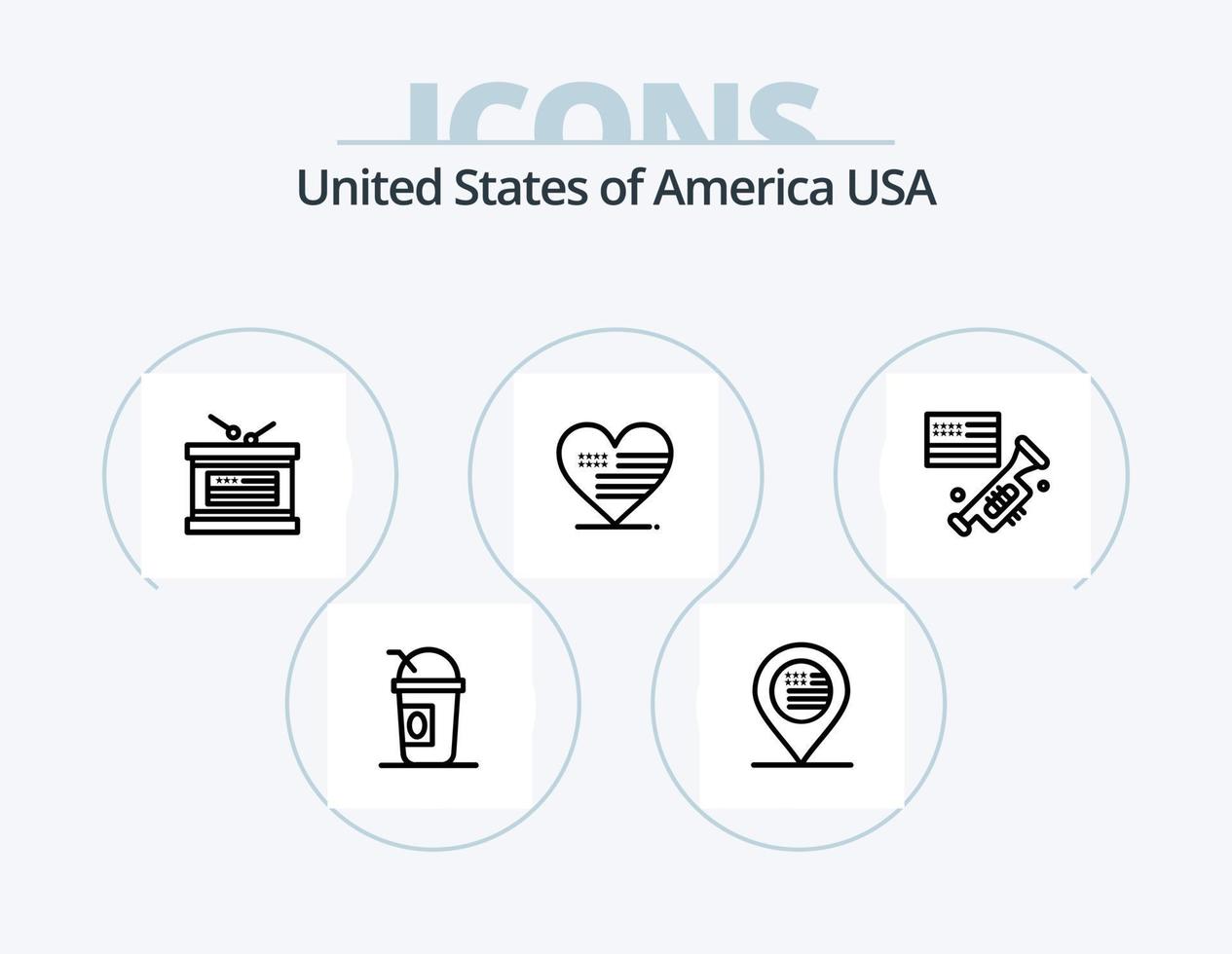 Etats-Unis ligne icône pack 5 icône conception. Américain. balle. calandre. mariage. invitation vecteur