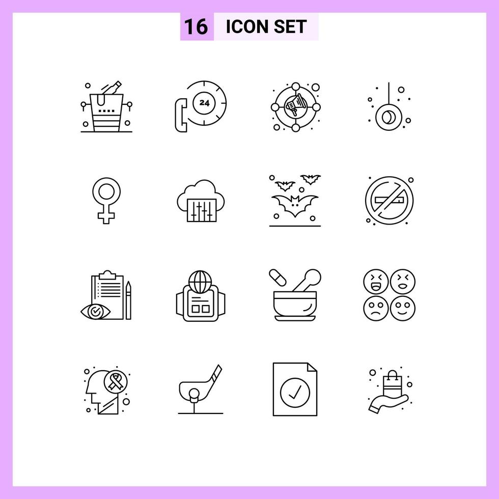 16 Créatif Icônes moderne panneaux et symboles de symbole camping Aidez-moi pendule commercialisation modifiable vecteur conception éléments