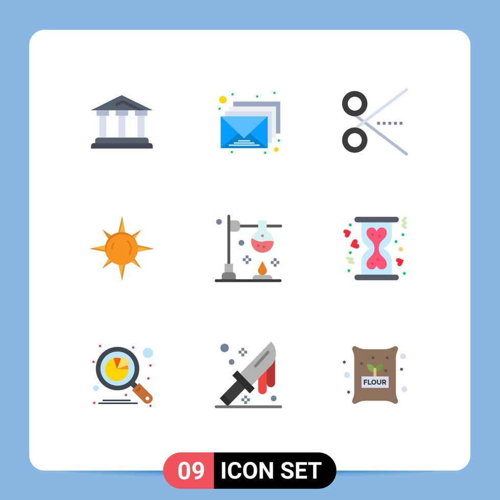 9 utilisateur interface plat Couleur pack de moderne panneaux et symboles de brûleur journée envelopper Soleil outil modifiable vecteur conception éléments