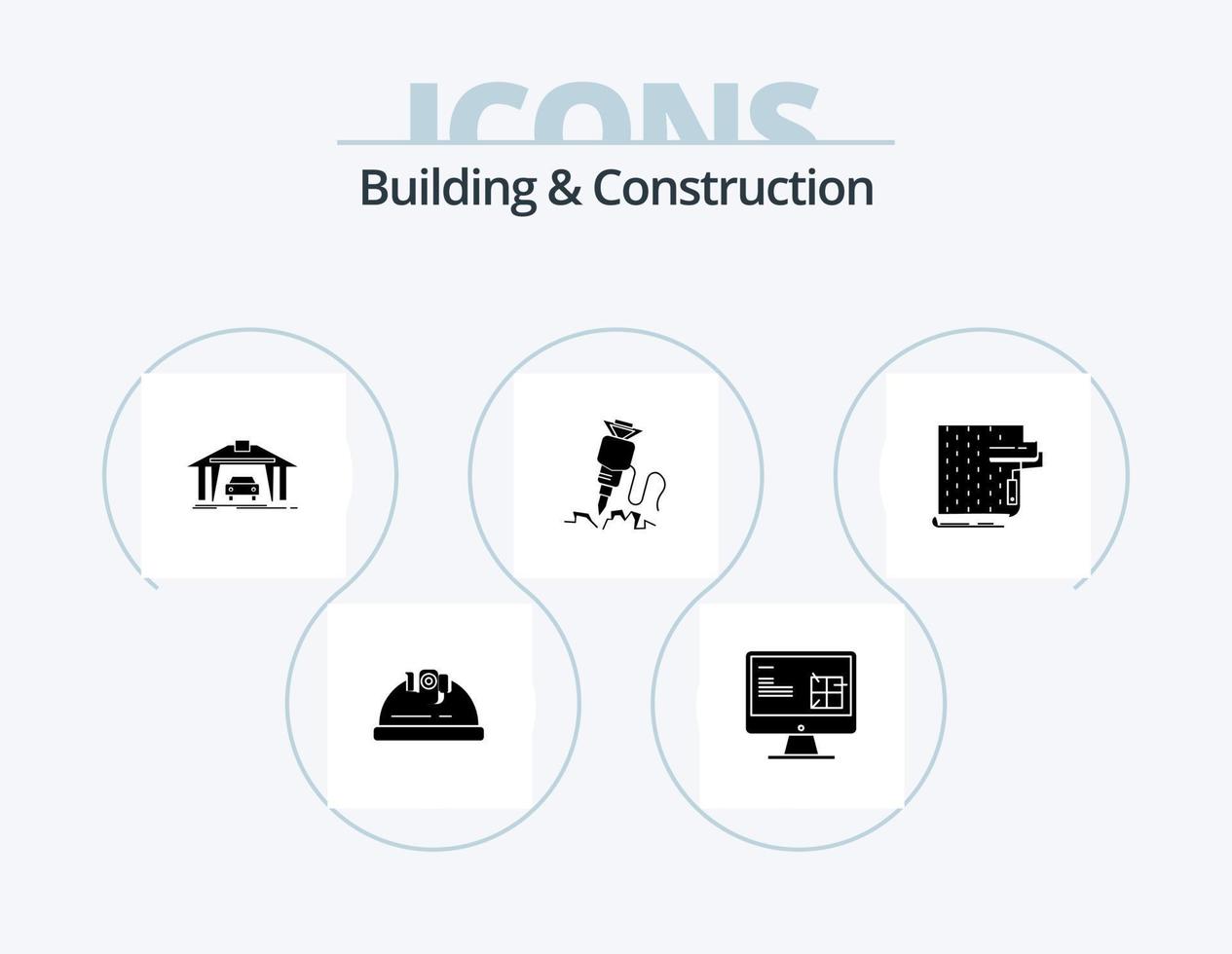 bâtiment et construction glyphe icône pack 5 icône conception. outil. construction. conception. bâtiment. construction vecteur