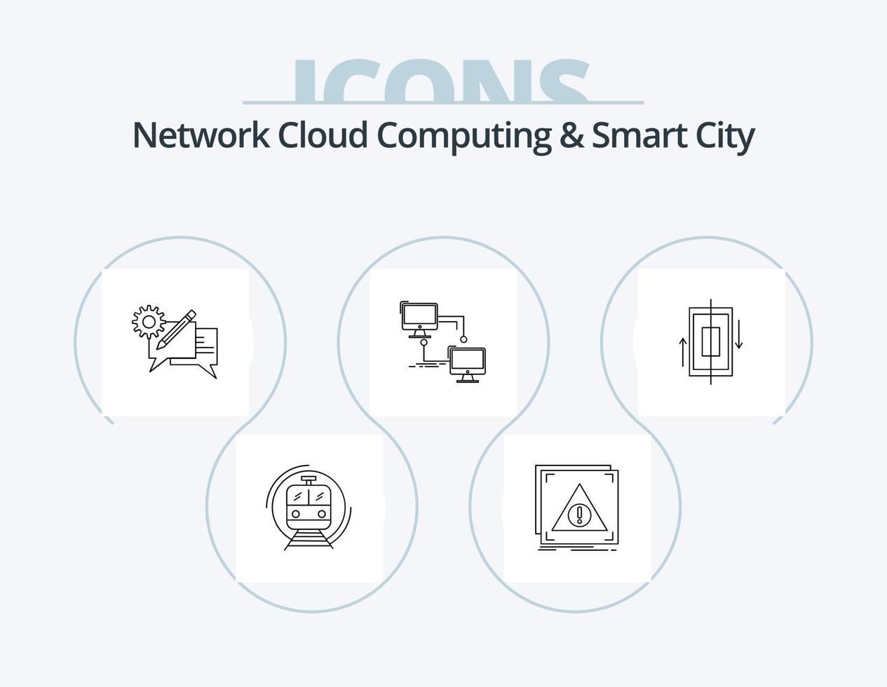 réseau nuage l'informatique et intelligent ville ligne icône pack 5 icône conception. recherche. alerte. synchroniser. serveur. application vecteur