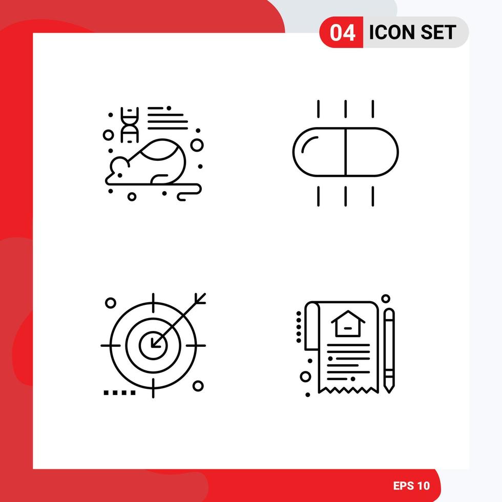 pack de 4 moderne ligne remplie plat couleurs panneaux et symboles pour la toile impression médias tel comme éducation médias recherche pilules chercher modifiable vecteur conception éléments