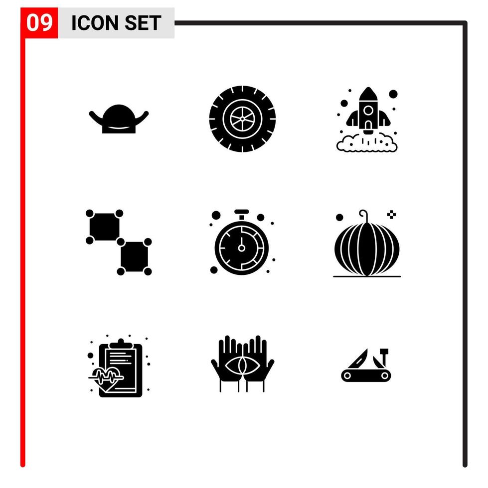 pack de 9 moderne solide glyphes panneaux et symboles pour la toile impression médias tel comme Bureau espace graphique science lié modifiable vecteur conception éléments