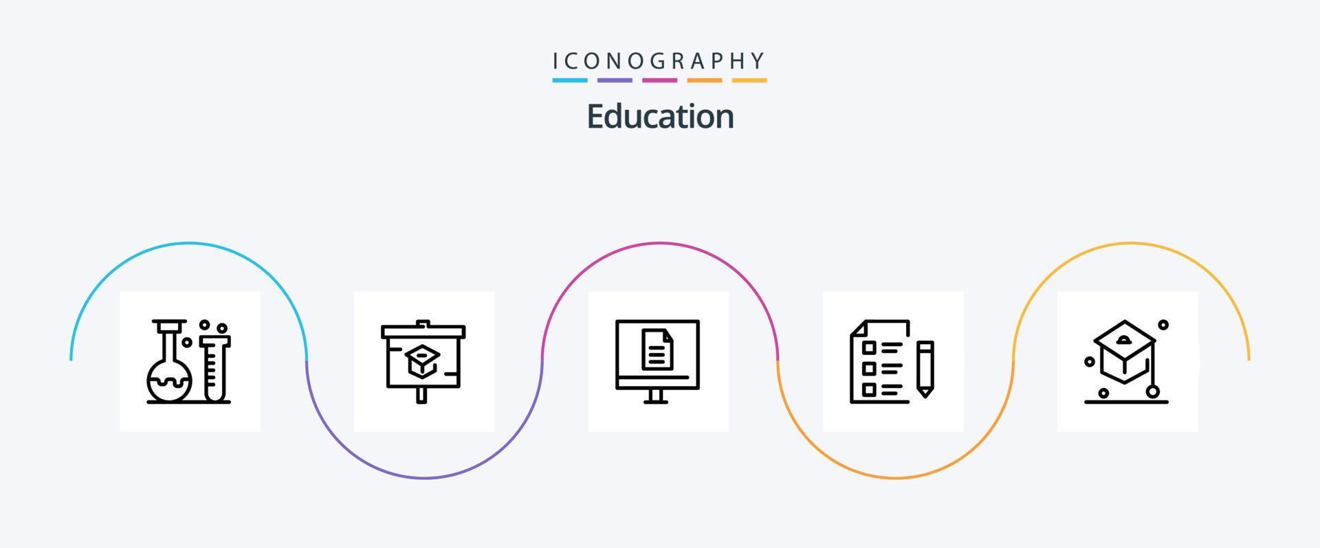 éducation ligne 5 icône pack comprenant école. éducation. école. école. l'Internet vecteur