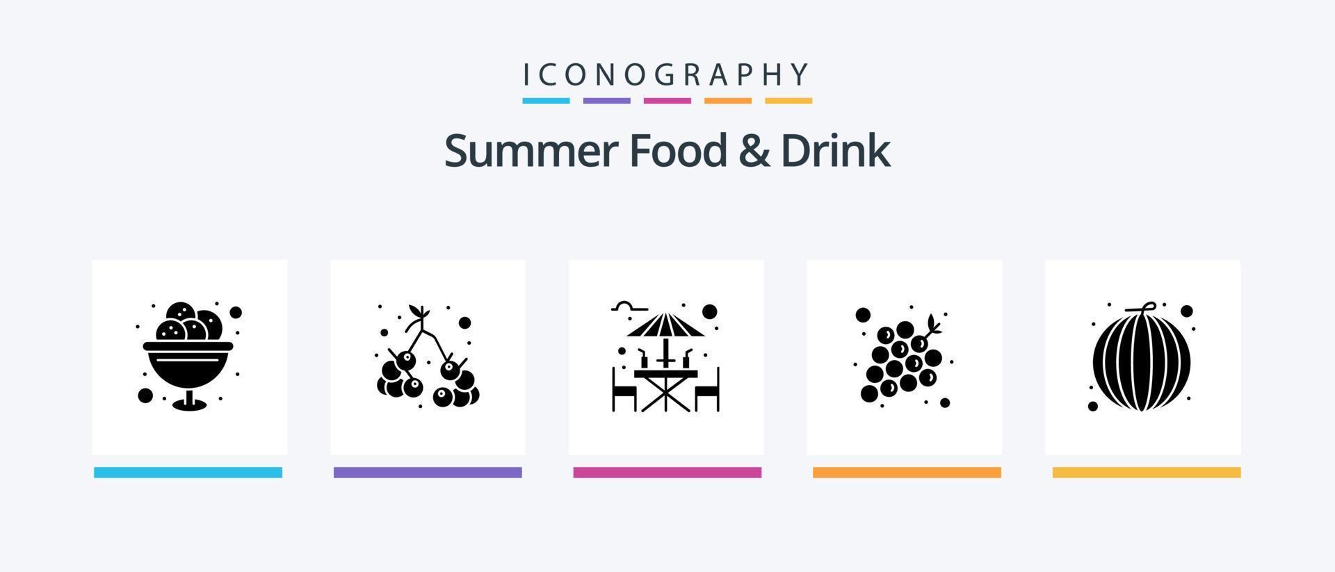 été nourriture et boisson glyphe 5 icône pack comprenant légume. des fruits. du vin. les raisins. boire. Créatif Icônes conception vecteur