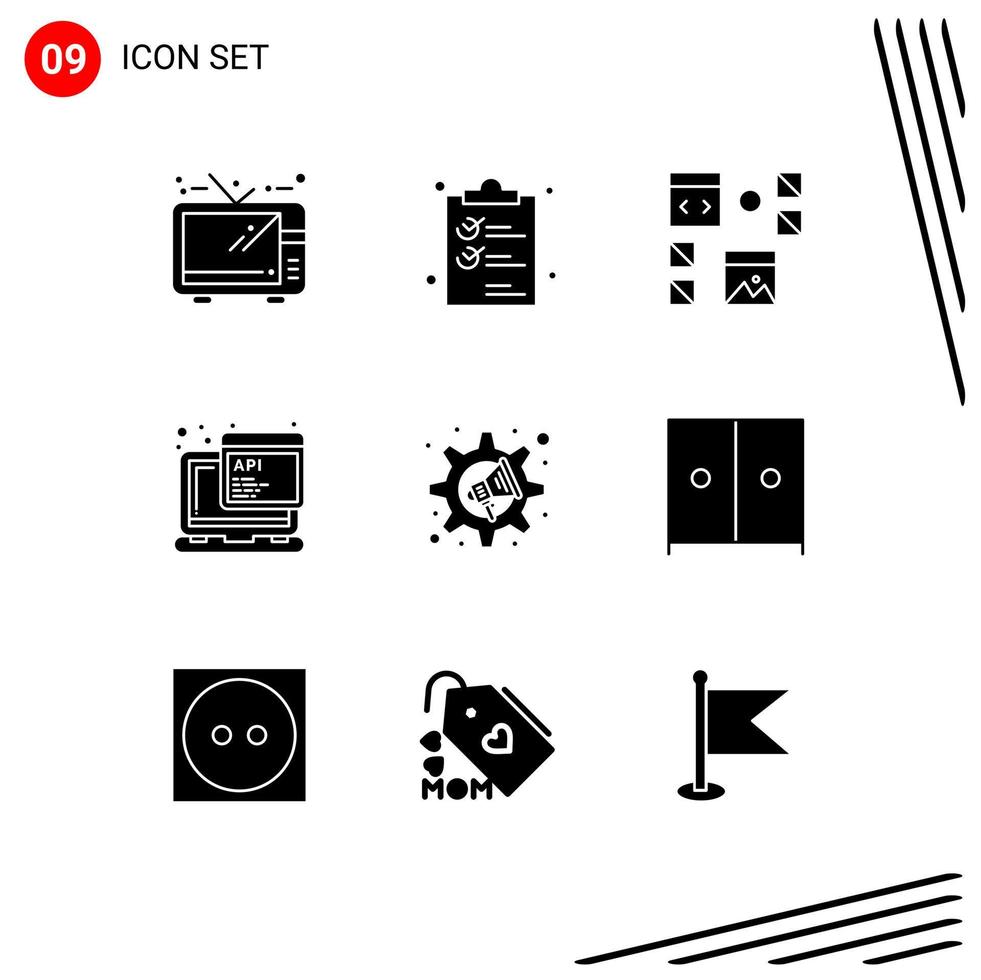 9 Créatif Icônes moderne panneaux et symboles de commercialisation scénario conception javascript programmation modifiable vecteur conception éléments