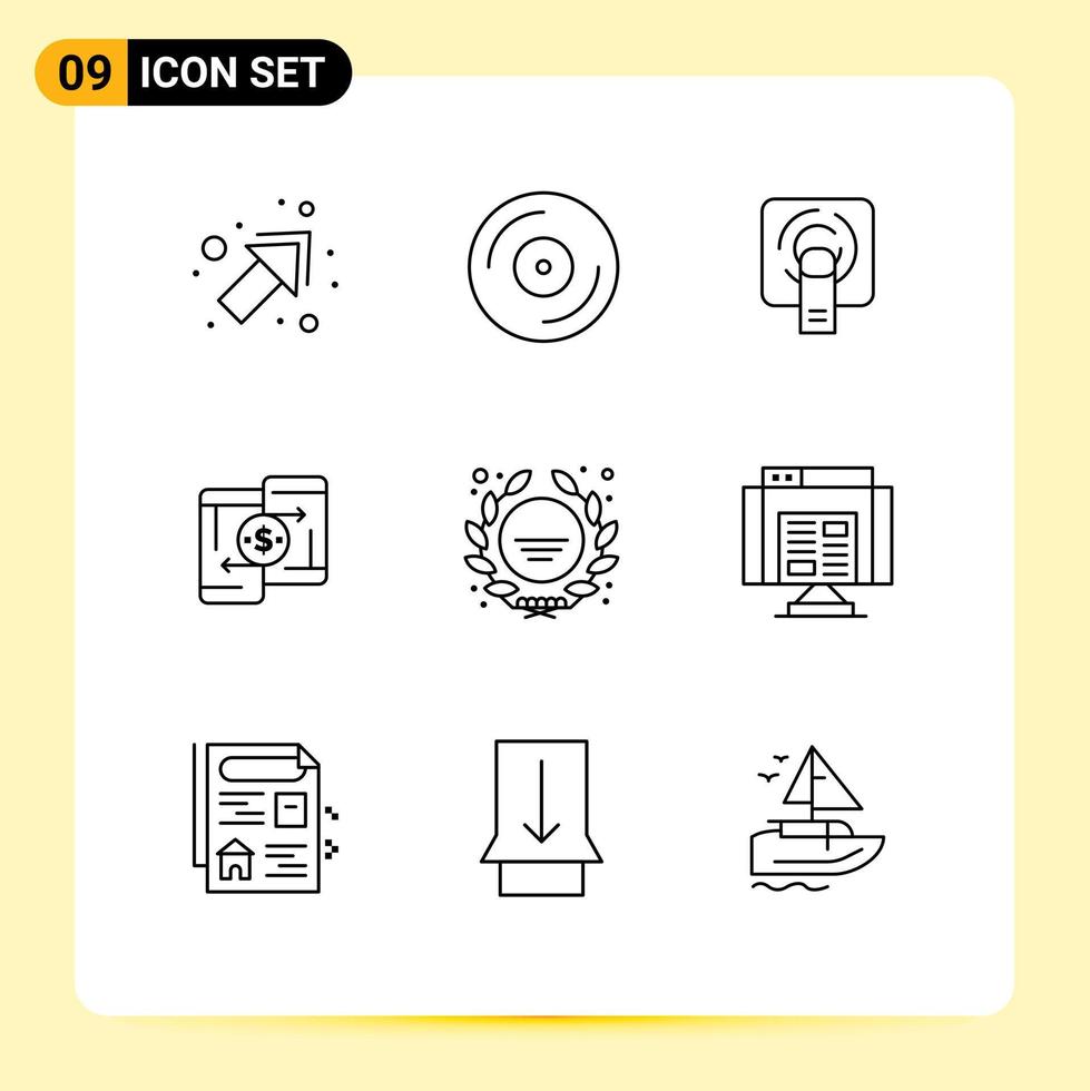 groupe de 9 grandes lignes panneaux et symboles pour étoile prix doigt tuc téléphone Paiement modifiable vecteur conception éléments