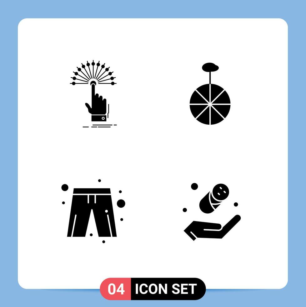 4 utilisateur interface solide glyphe pack de moderne panneaux et symboles de atteindre vêtements numérique cycle joueur robe modifiable vecteur conception éléments
