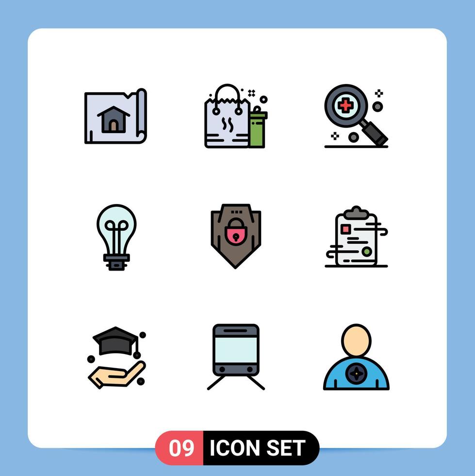Stock vecteur icône pack de 9 ligne panneaux et symboles pour mot de passe lumière eid innovation ampoule modifiable vecteur conception éléments