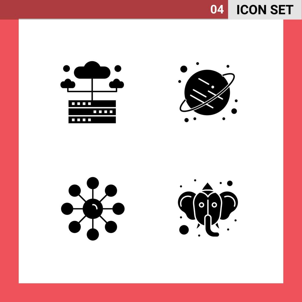 Stock vecteur icône pack de 4 ligne panneaux et symboles pour base de données peau se soucier serveur espace peau protection modifiable vecteur conception éléments