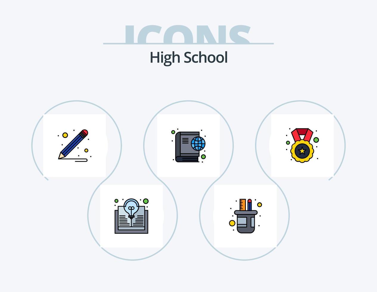 haute école ligne rempli icône pack 5 icône conception. . géographie. conférence. éducation. sport vecteur