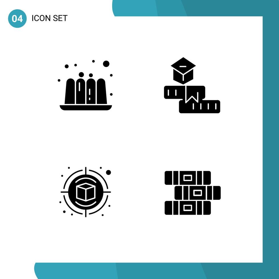 ensemble de 4 moderne ui Icônes symboles panneaux pour gâteau Créatif éducation école en pensant modifiable vecteur conception éléments