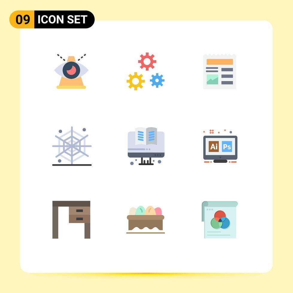 9 universel plat couleurs ensemble pour la toile et mobile applications éducation araignée un service vacances image modifiable vecteur conception éléments