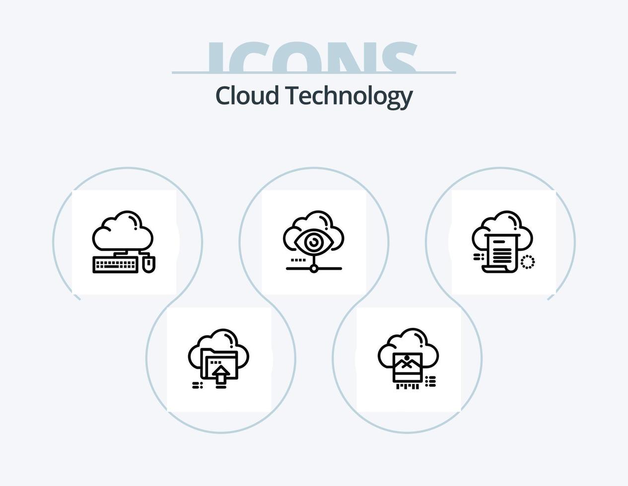 nuage La technologie ligne icône pack 5 icône conception. globe. nuage. nuage. l'informatique. document vecteur