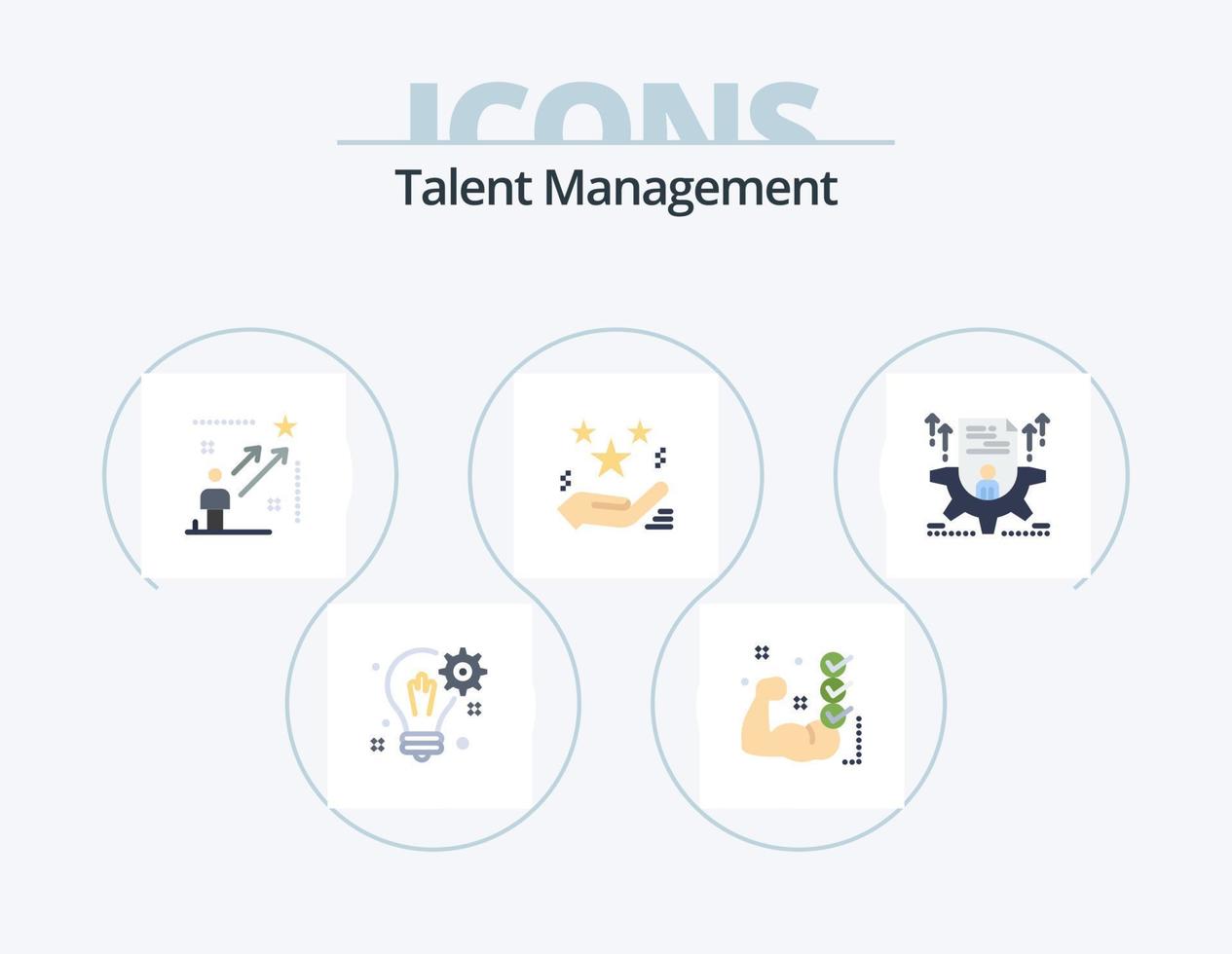 Talent la gestion plat icône pack 5 icône conception. étoile. main. routine. succès. étoile vecteur
