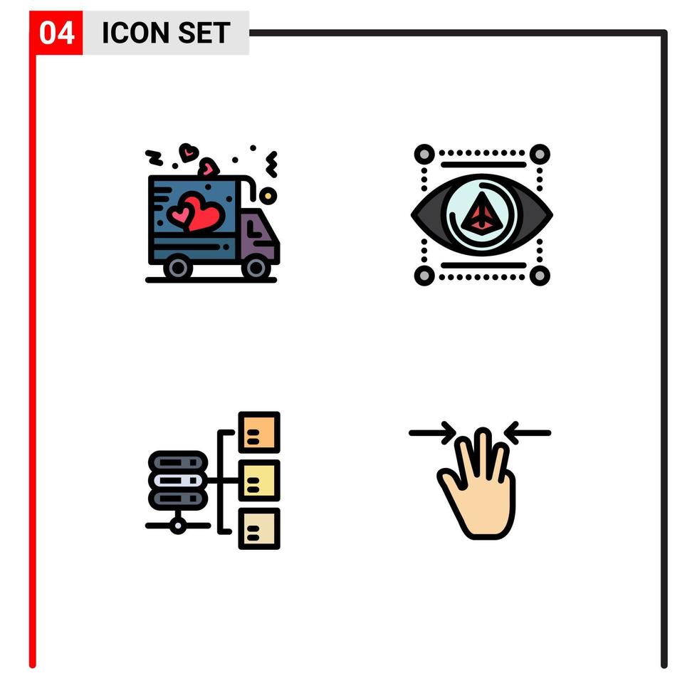 4 Créatif Icônes moderne panneaux et symboles de livraison serveur un camion modèle social modifiable vecteur conception éléments