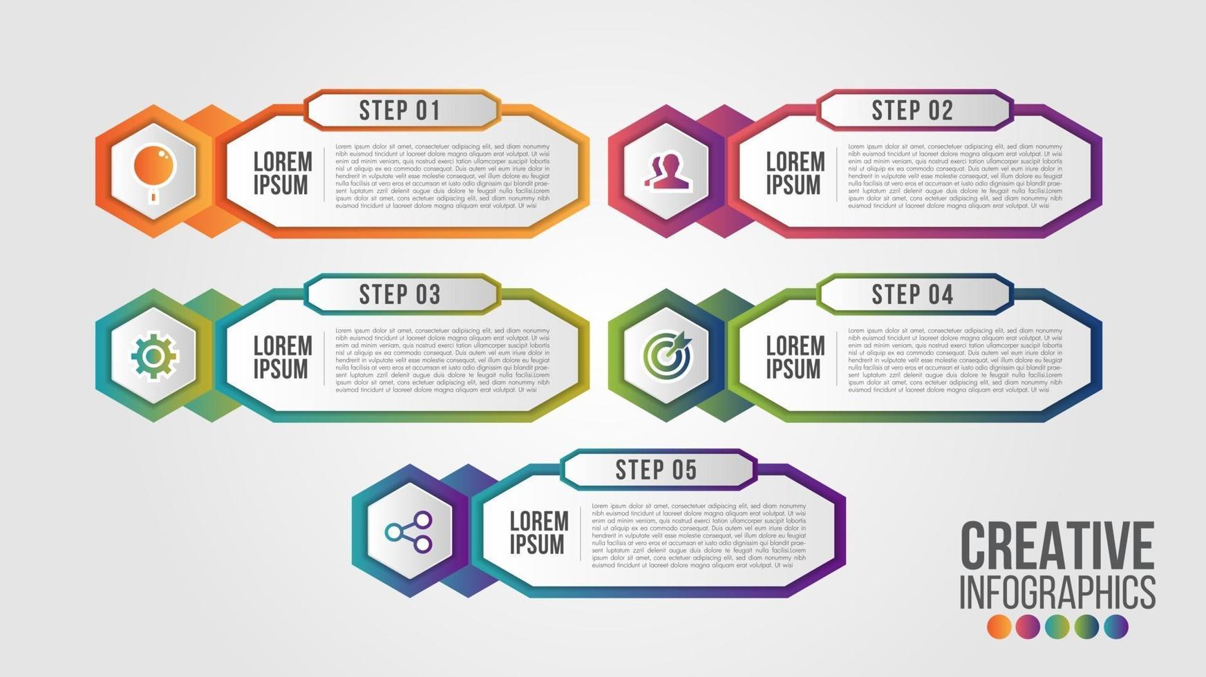 modèle de vecteur de conception infographie moderne chronologie pour entreprise avec 5 étapes ou options