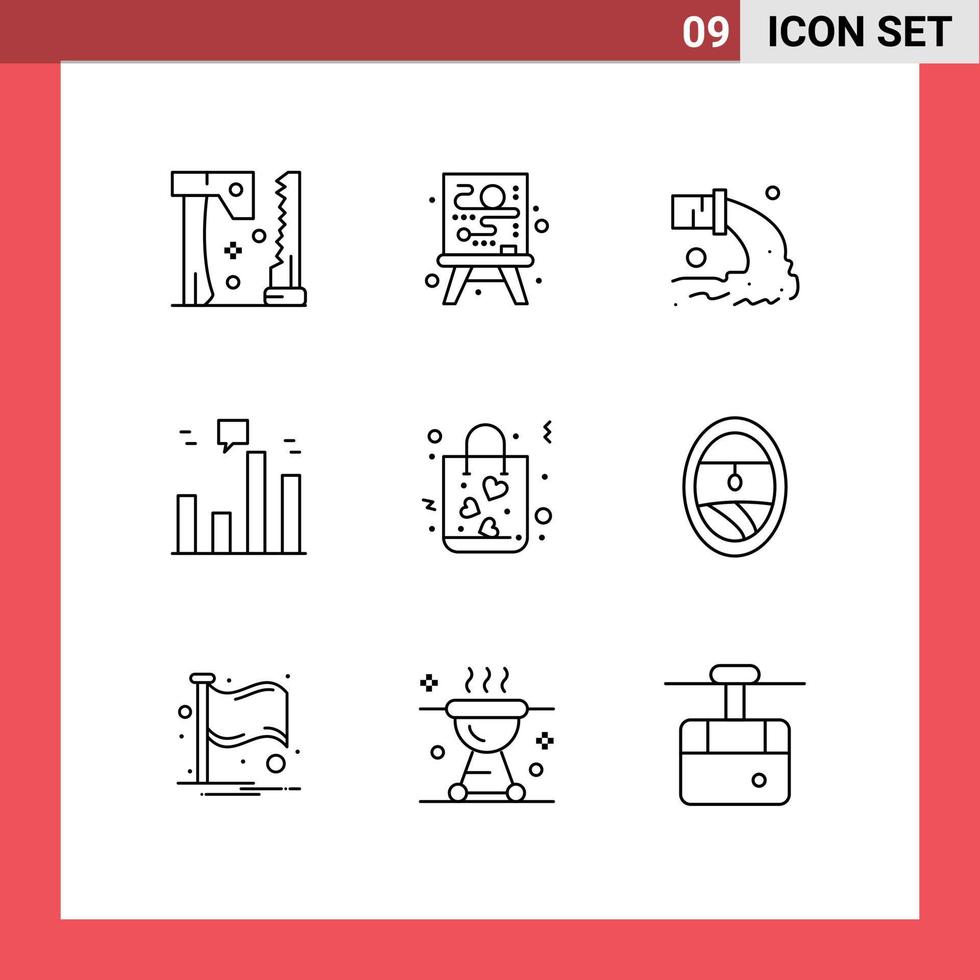 ensemble de 9 moderne ui Icônes symboles panneaux pour cadeau commercialisation la pollution graphique affaires modifiable vecteur conception éléments