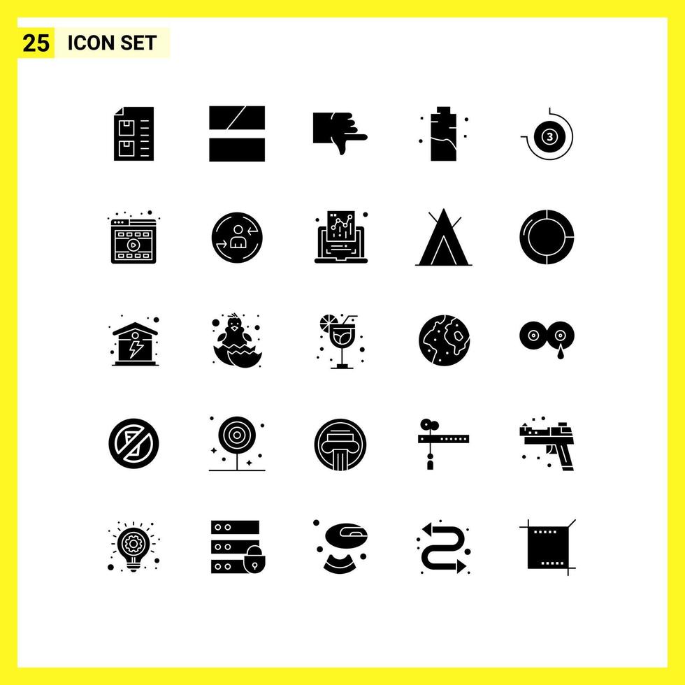 universel icône symboles groupe de 25 moderne solide glyphes de Puissance mise en charge disposition charge voter modifiable vecteur conception éléments