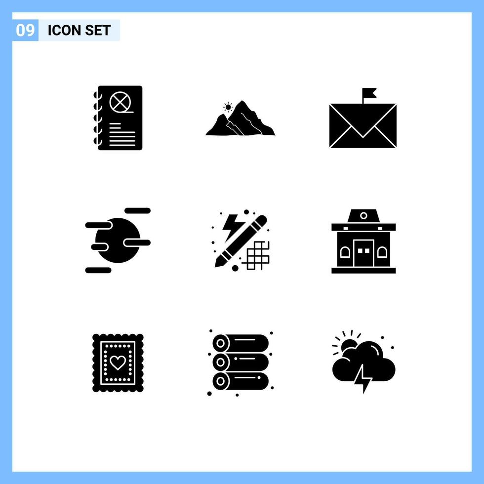 Stock vecteur icône pack de 9 ligne panneaux et symboles pour Créatif espace Soleil science enveloppe modifiable vecteur conception éléments