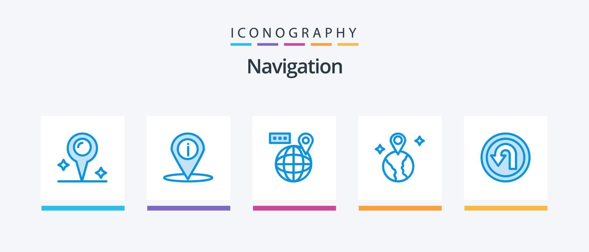 la navigation bleu 5 icône pack comprenant façon. dos. carte. La Flèche. carte. Créatif Icônes conception vecteur