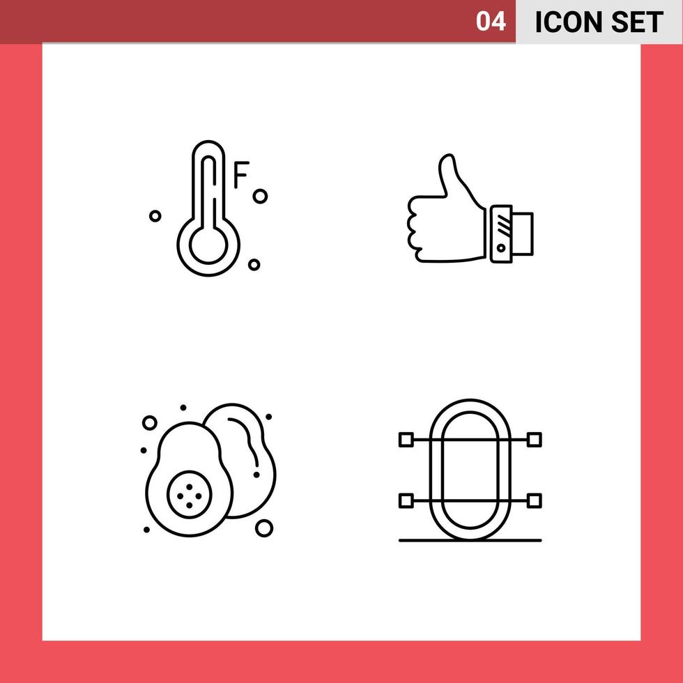 4 universel ligne panneaux symboles de du froid nourriture comme main poire modifiable vecteur conception éléments
