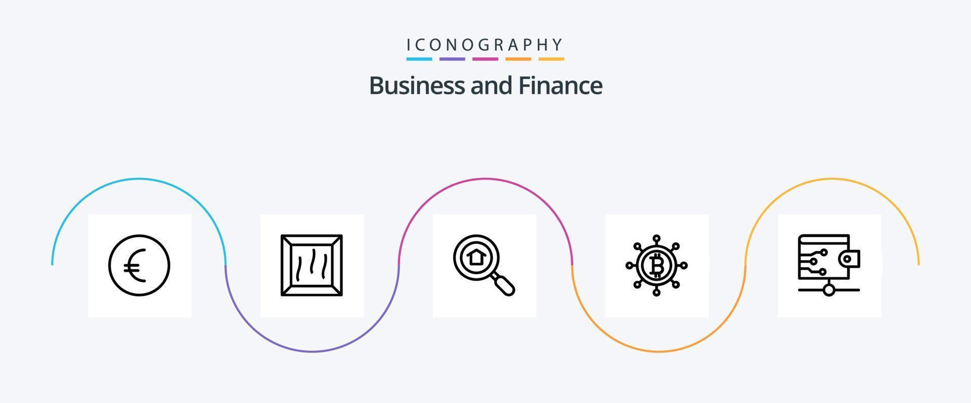 la finance ligne 5 icône pack comprenant . Bitcoin. portefeuille vecteur