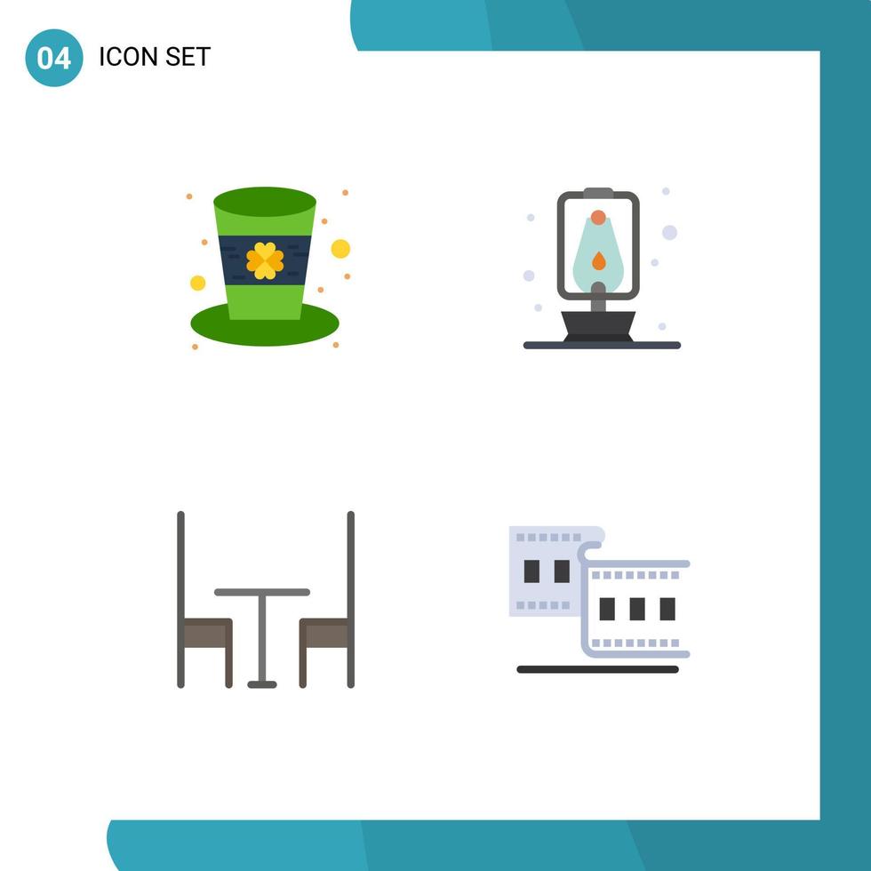 4 thématique vecteur plat Icônes et modifiable symboles de journée table lutin Voyage cinéma modifiable vecteur conception éléments