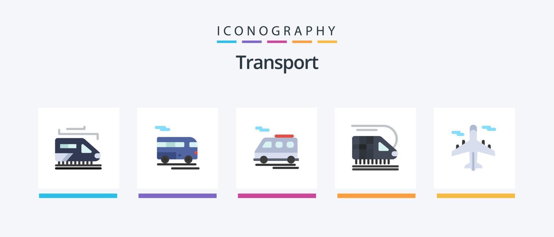 transport plat 5 icône pack comprenant . transport. transport. avion. transport. Créatif Icônes conception vecteur