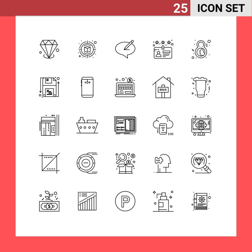 mobile interface ligne ensemble de 25 pictogrammes de huit Licence bavarder chauffeur crayon modifiable vecteur conception éléments
