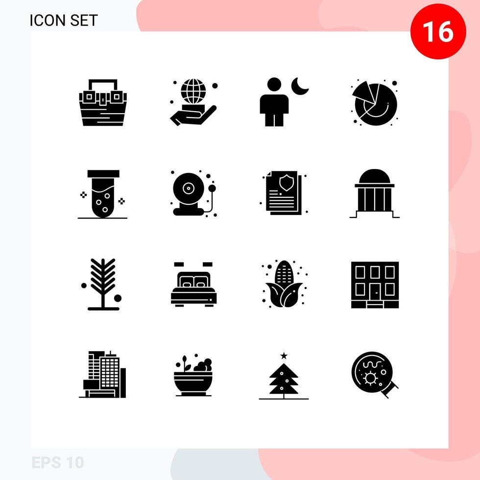 pack de 16 moderne solide glyphes panneaux et symboles pour la toile impression médias tel comme commercialisation la finance réseau graphique lune modifiable vecteur conception éléments