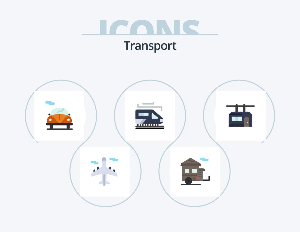 transport plat icône pack 5 icône conception. transport. chaise ascenseur. transport. tunnel. train vecteur