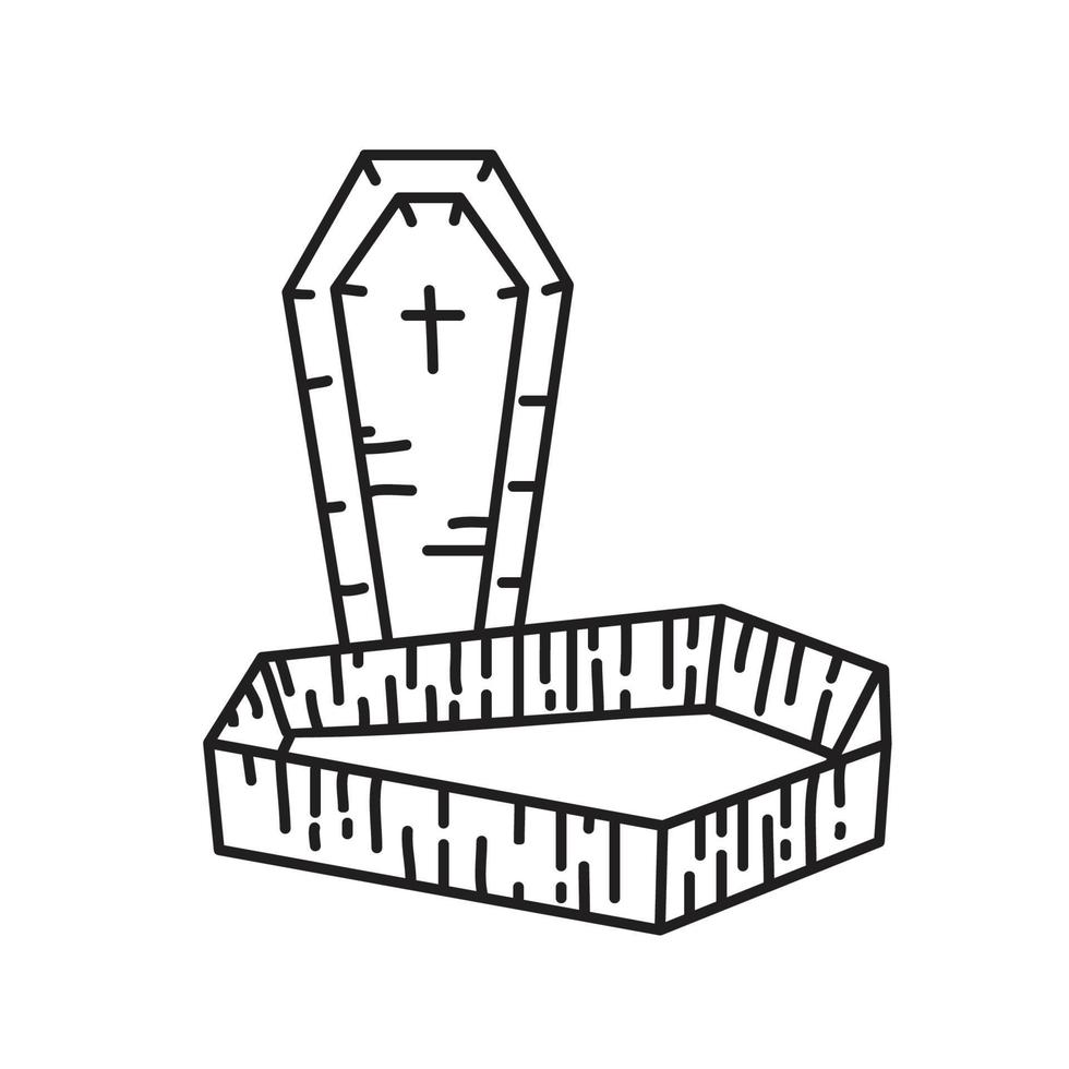 icône de cercueil. style d'icône de contour dessiné à la main ou noir doodle vecteur