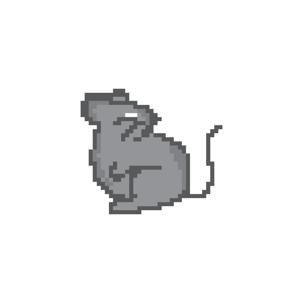 gris pixel art séance rat personnage isolé sur blanc Contexte. domestique animal icône. vecteur
