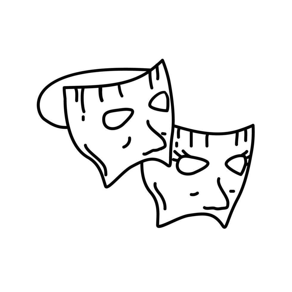 icône du parti de masque. doddle style d'icône de contour dessiné à la main ou noir vecteur